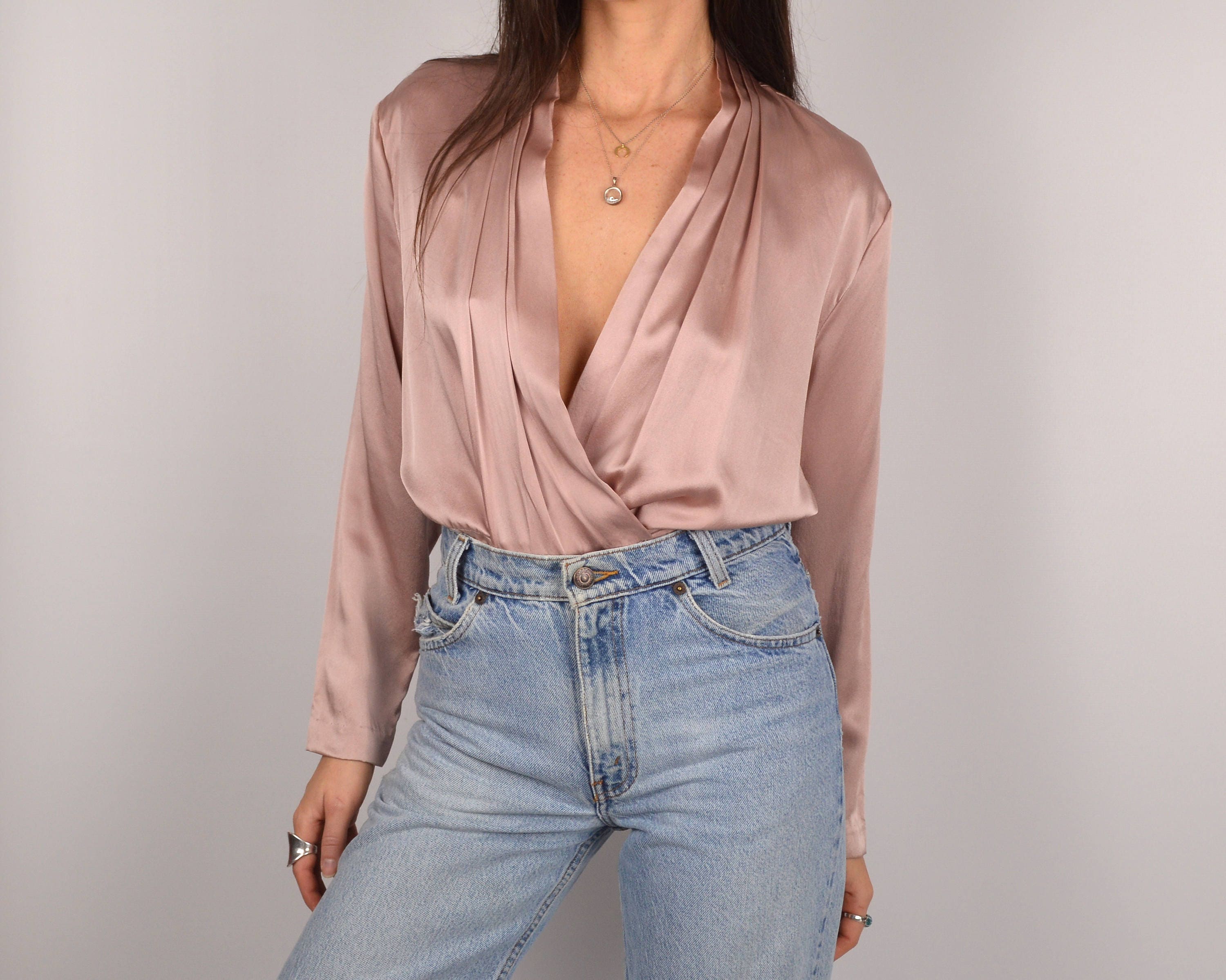 silk deep v blouse