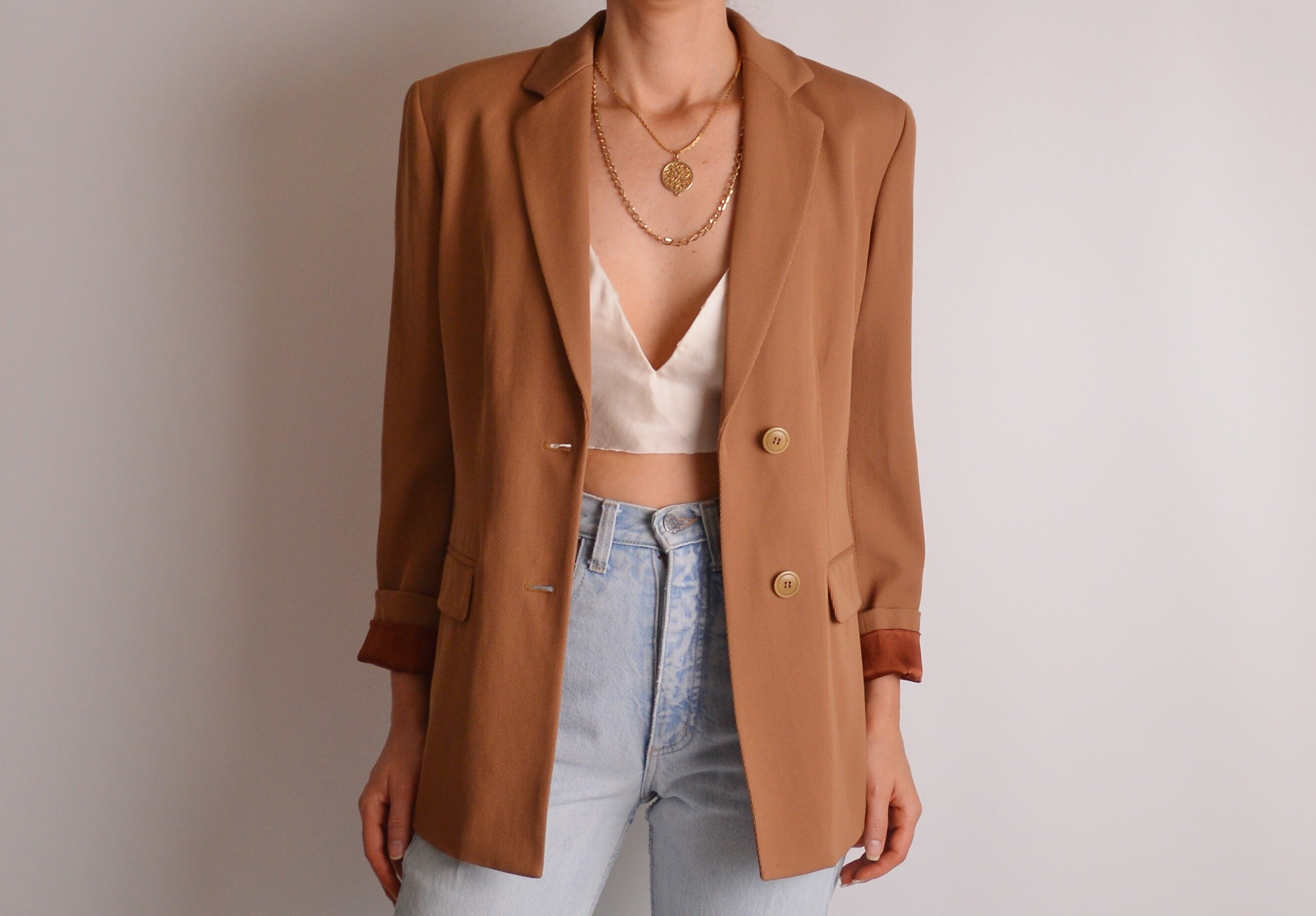 Vintage Caramel Wool Blazer (SM)