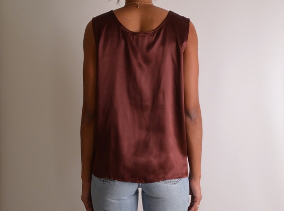 Vintage Chocolate Silk Tank (S-XL) - image 4