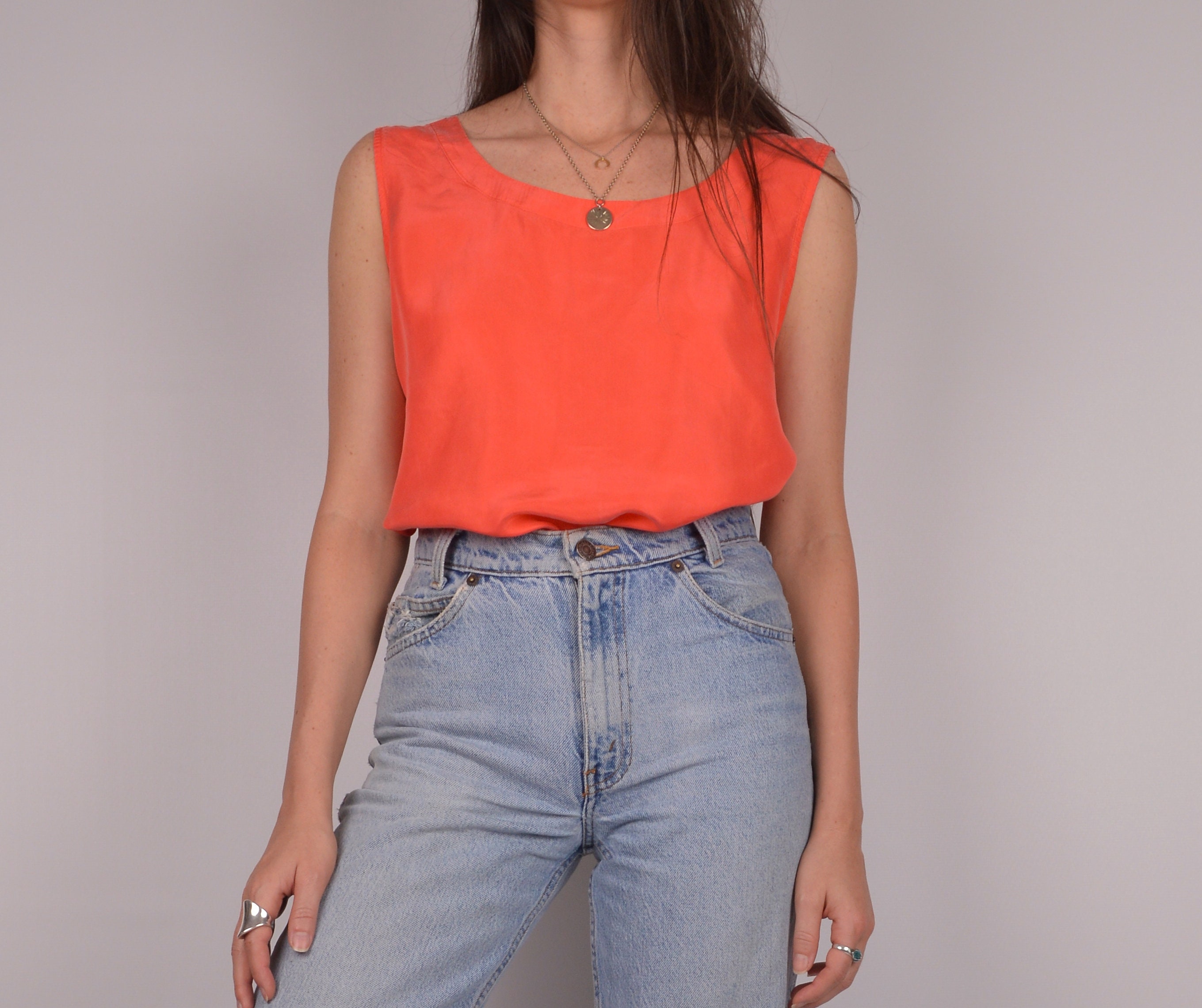 Silk Scoop-Neck Top main image 1