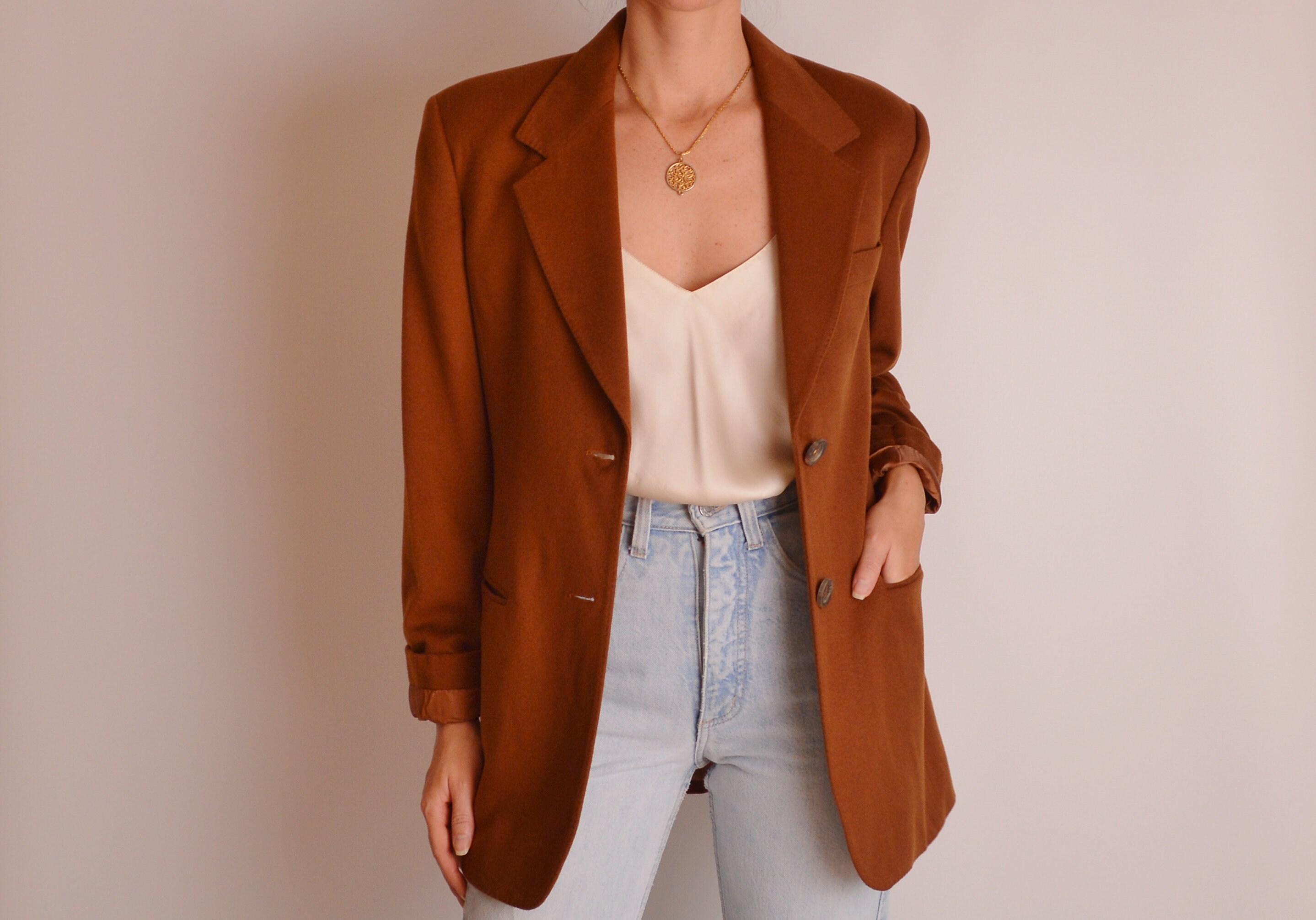 Vintage Caramel Wool Blazer (SM)