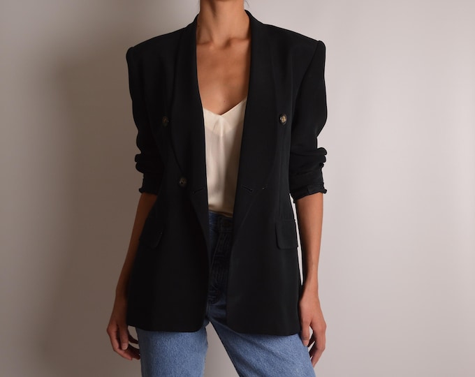 Vintage Jones New York Black Silk Blazer (S)