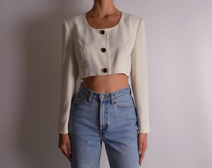 Vintage Cream Crop Blazer (S-M)