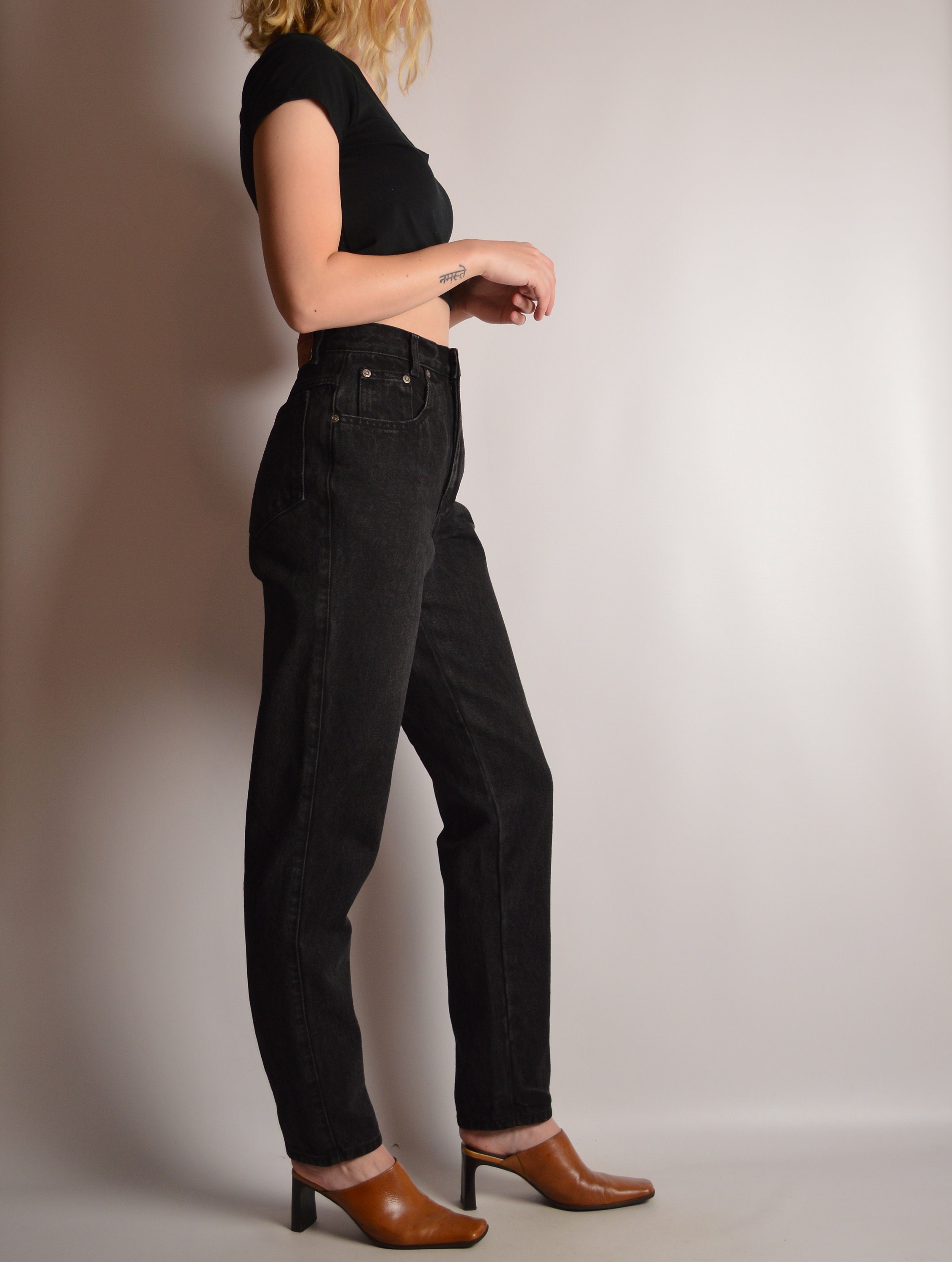 Vintage Calvin Klein Tapered Black Denim (25W) High Waist Jeans