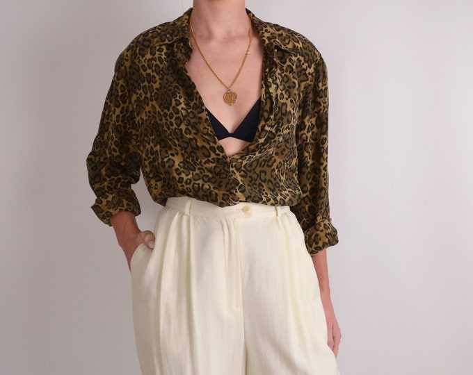 Vintage Leopard Silk Blouse (S-L)