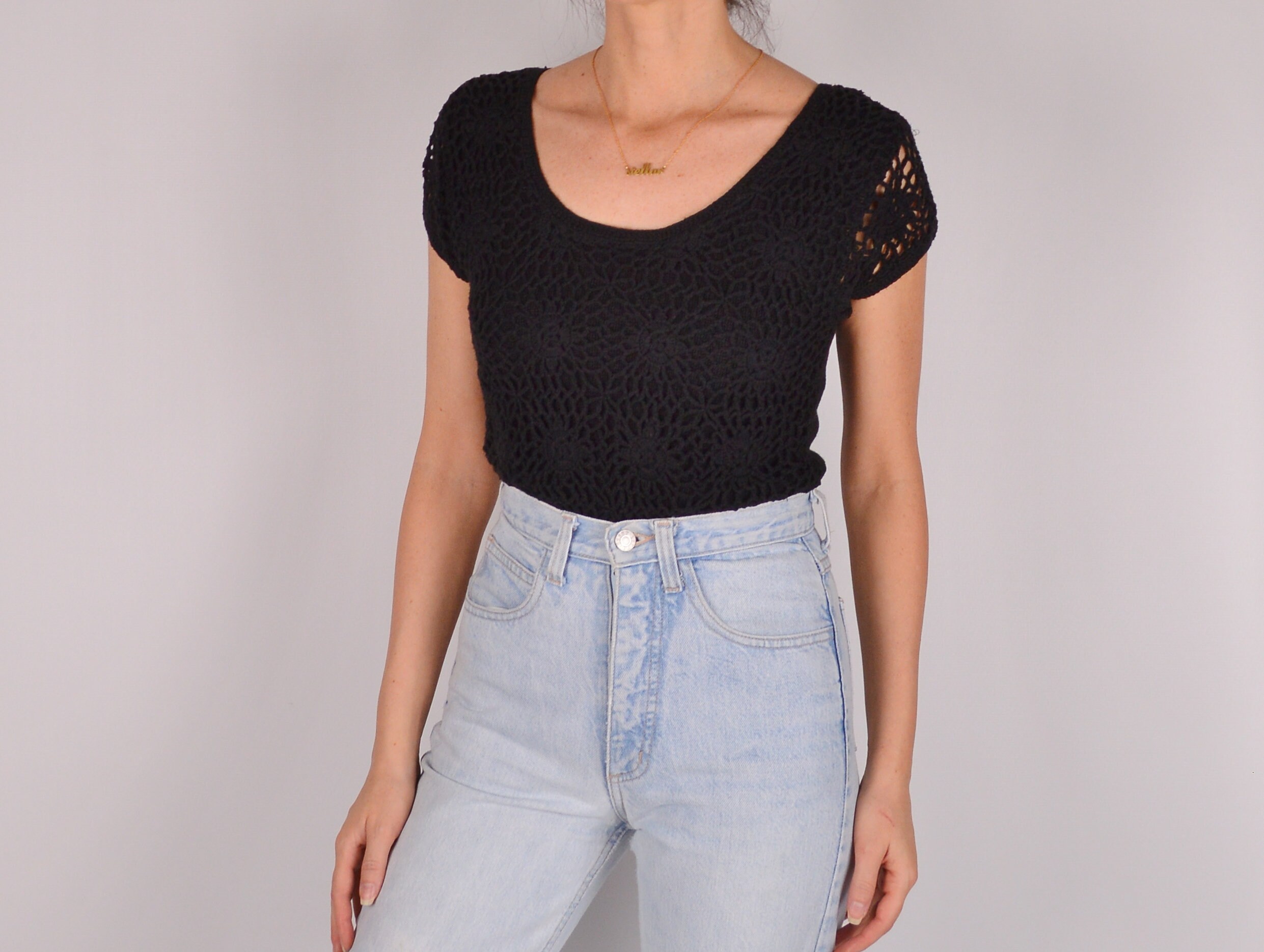 pt Vintage Hand Knit Crochet Top (SM)