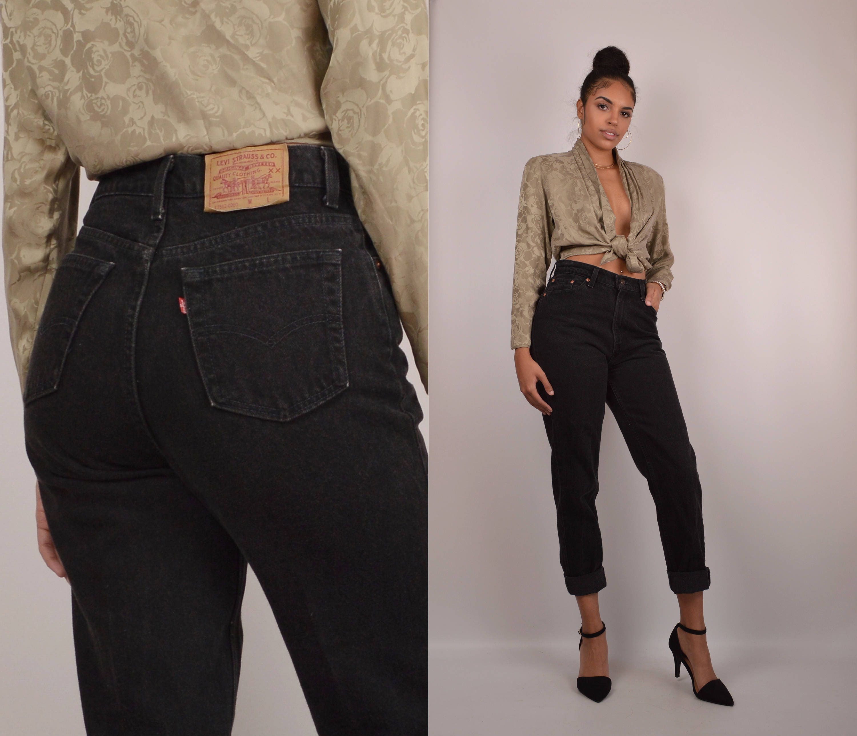 levi's black high waisted jeans