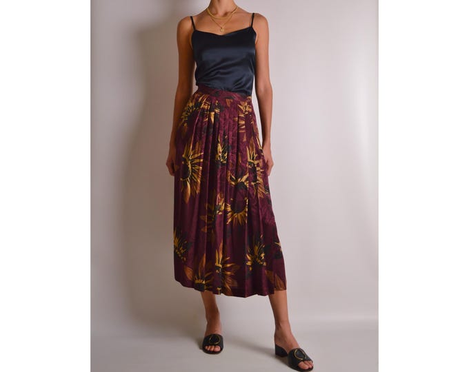 Vintage Pleated Silk Skirt (29"W)