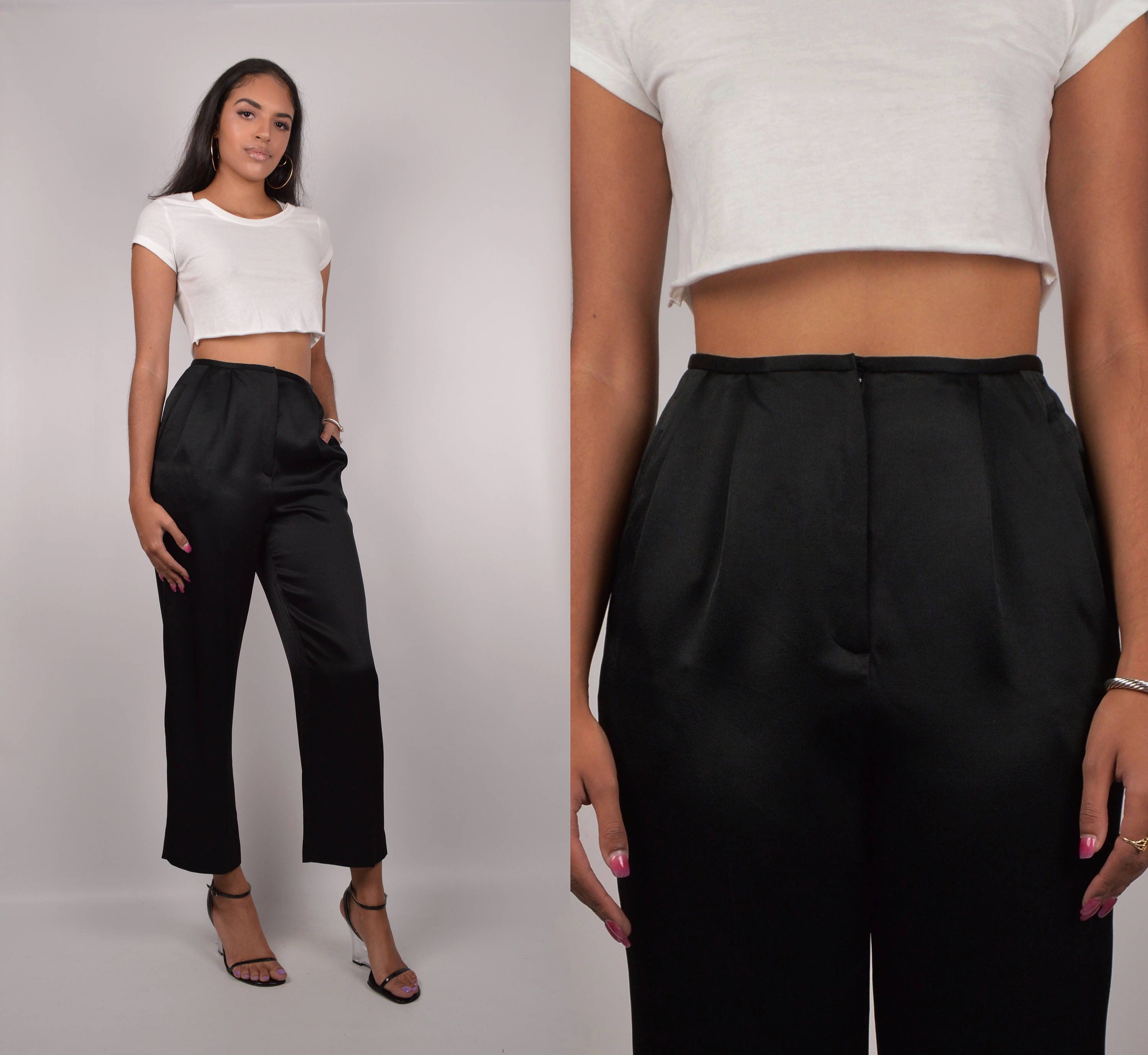 Black Silky High Waist Trousers