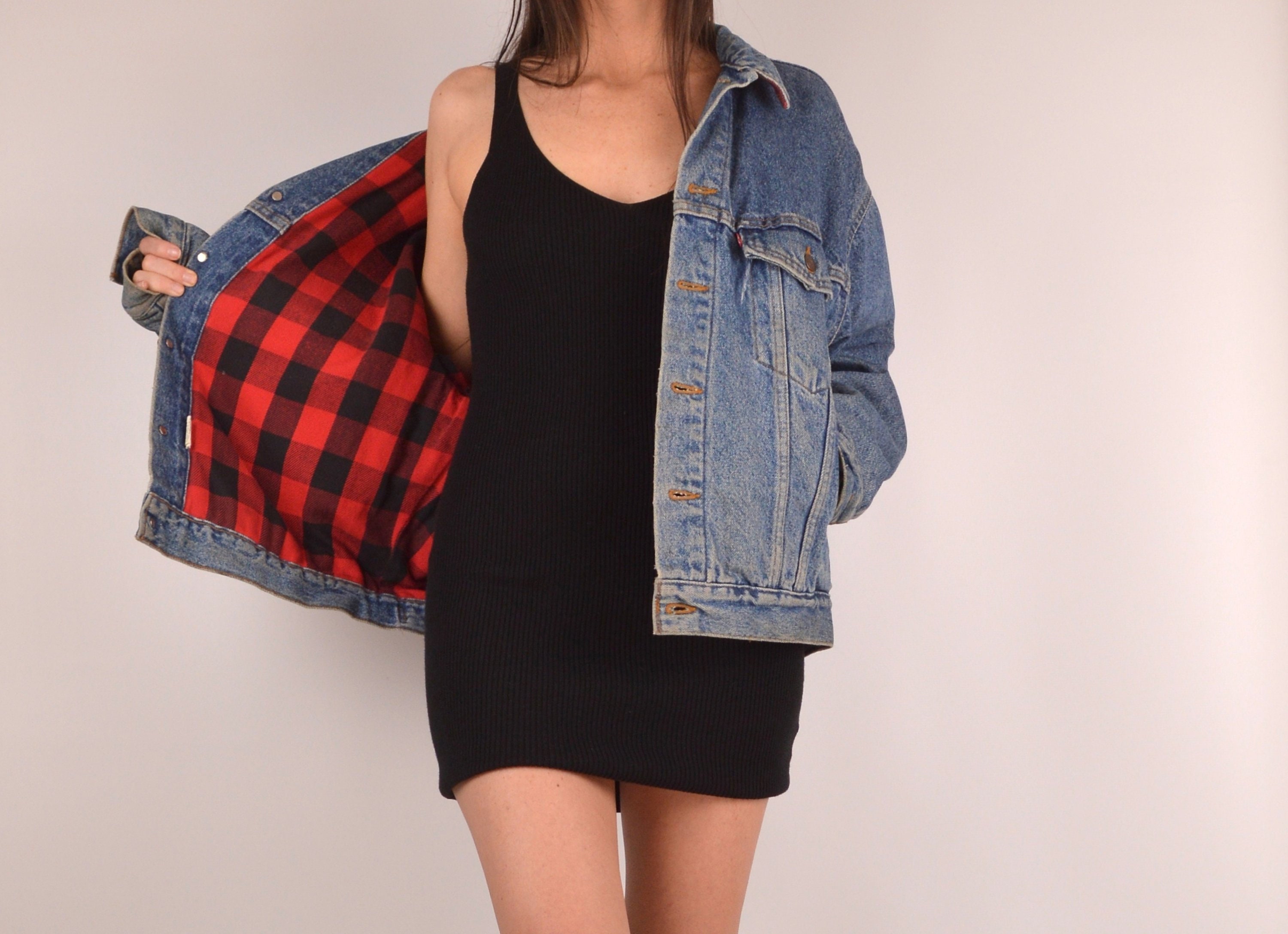 levis checkered denim jacket