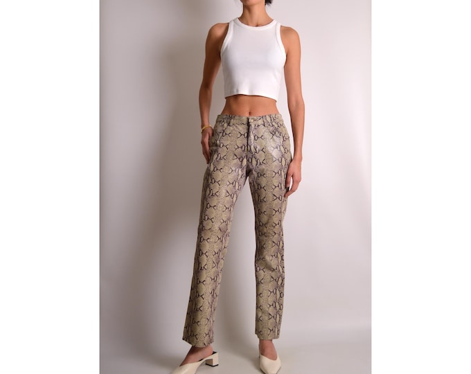 Vintage Snake Print Leather Pants (sz 6)