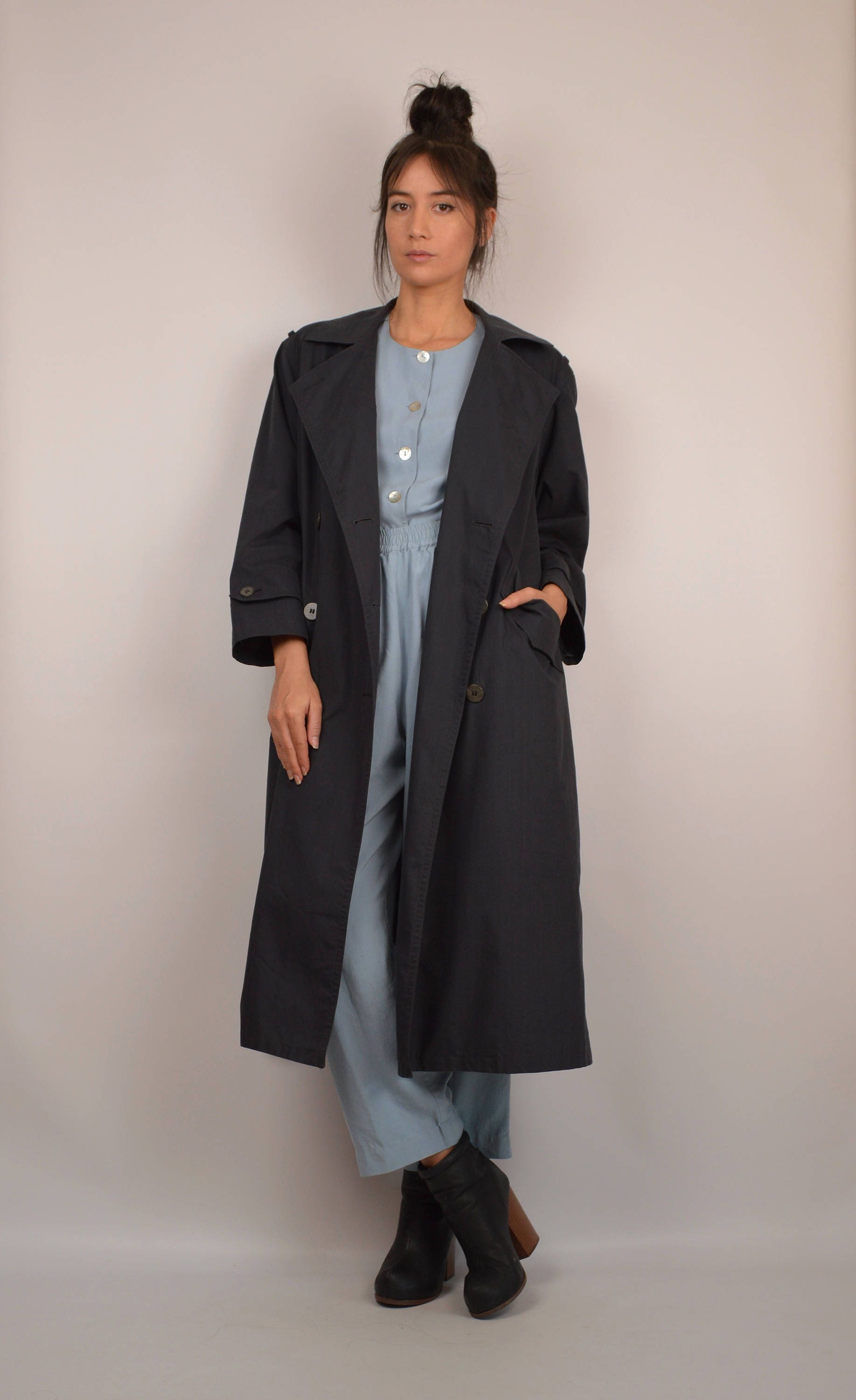 Vintage Gray Trench Coat