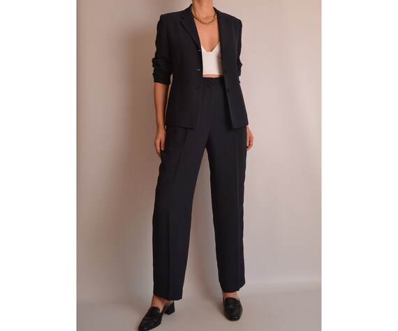 Vintage Perfect Navy Pantsuit (28"W)