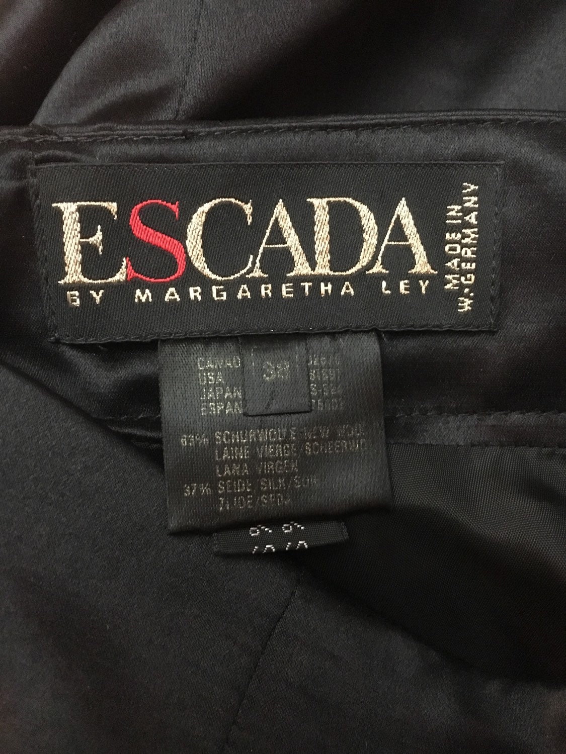 pt Vintage Escada Pencil Skirt Black High Waisted