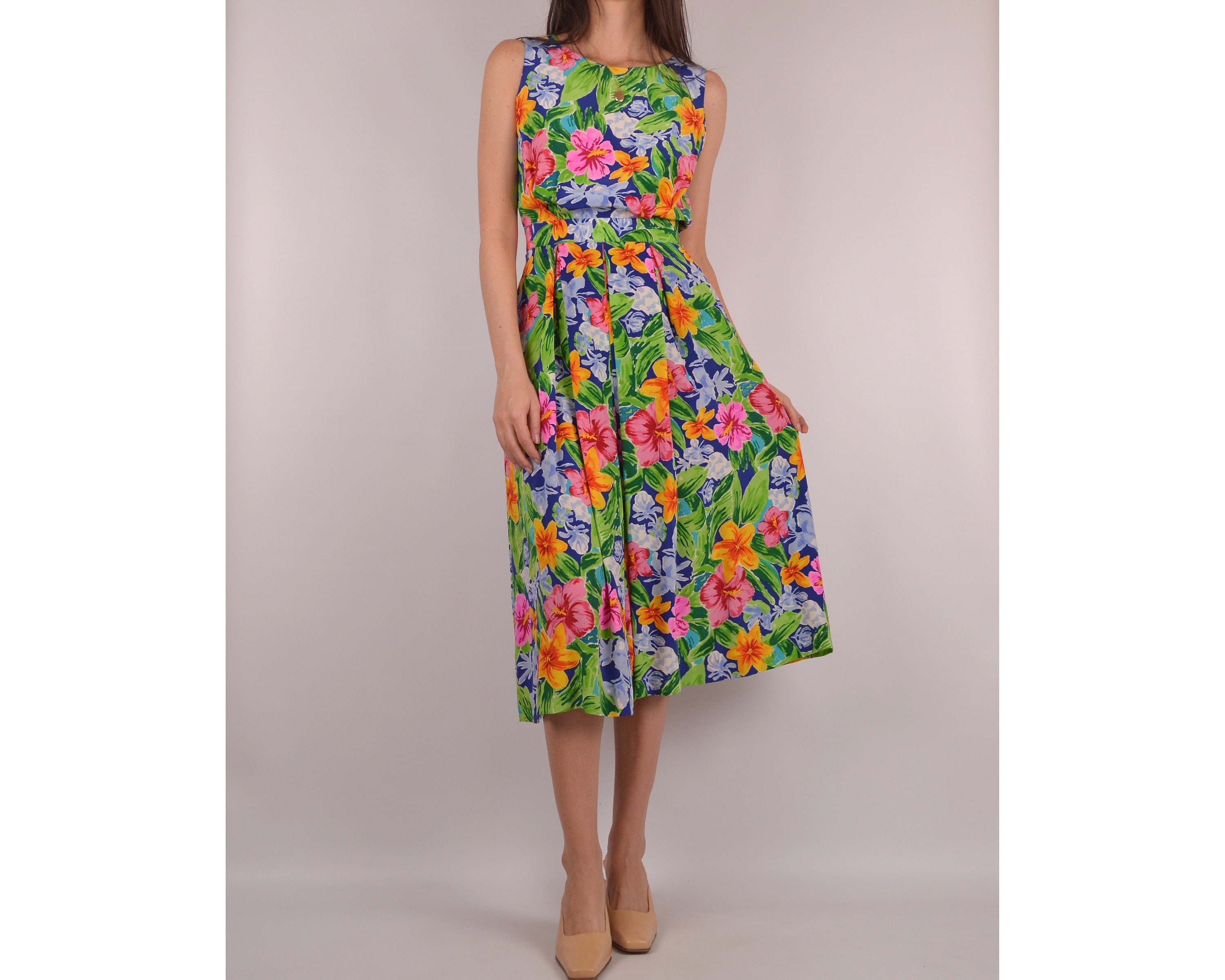 pt Vintage SILK Floral Midi Dress / S