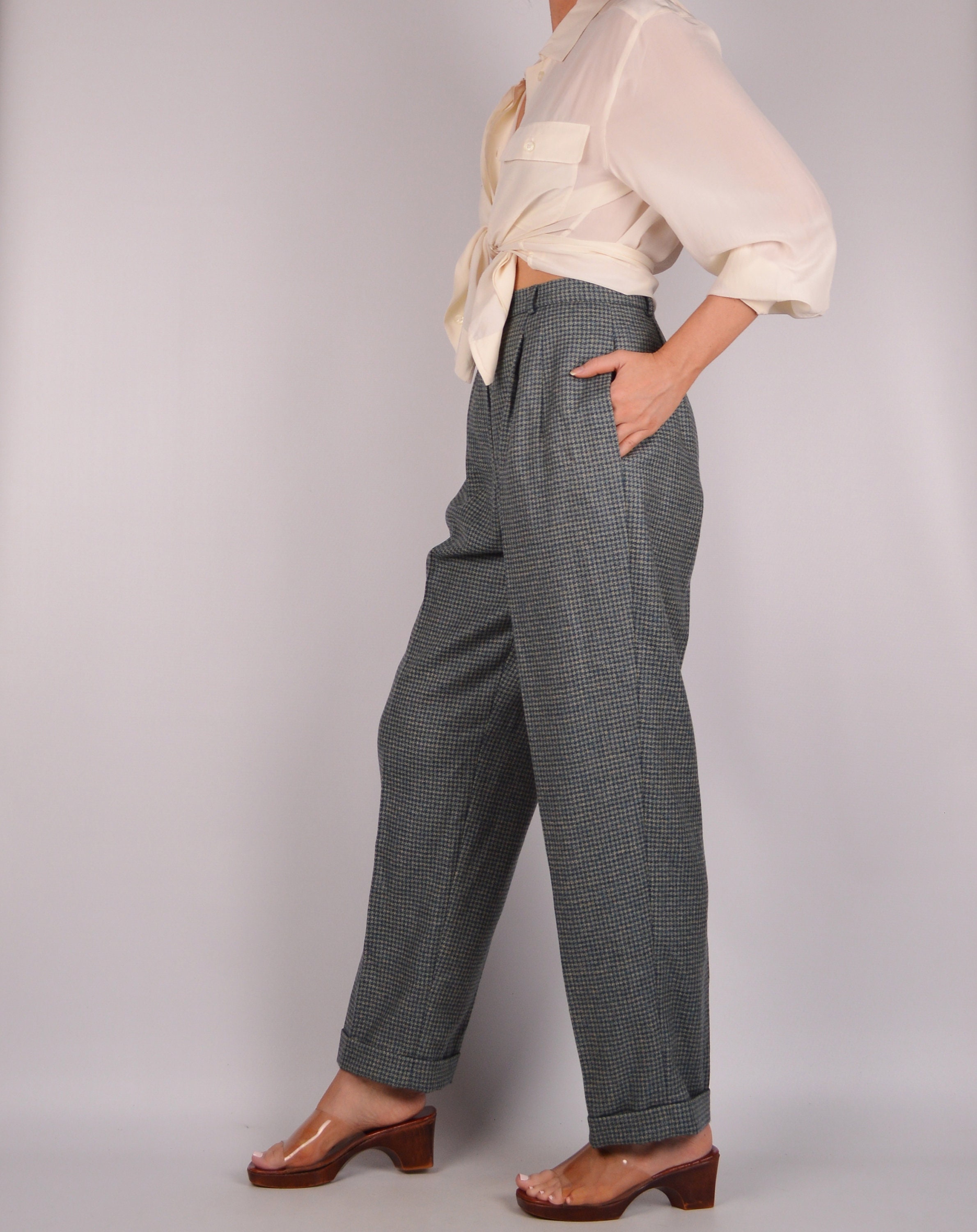 Vintage Houndstooth Wool Trousers (27.5)