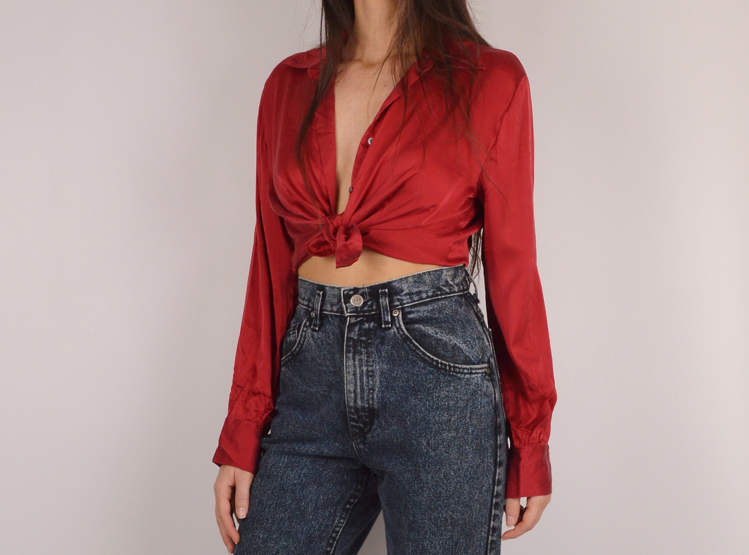 silk button up shirt women