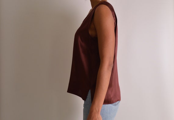 Vintage Chocolate Silk Tank (S-XL) - image 3