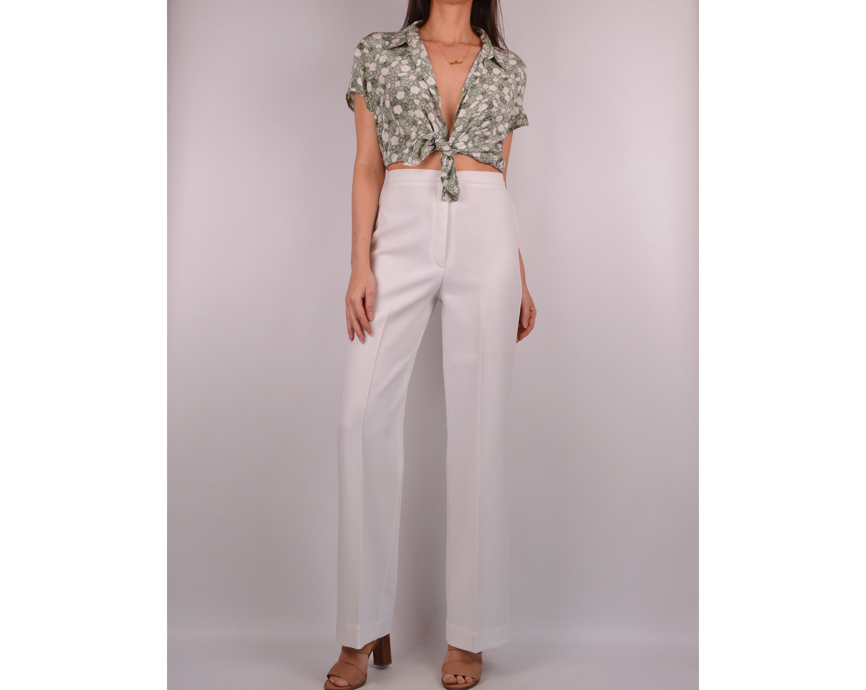 70's High Waist White Trousers (27W)