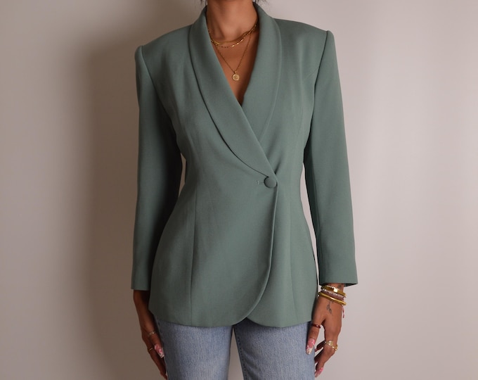 Vintage Sage Minimalist Blazer (S/M)