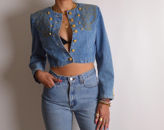 Vintage Crop Denim Jacket (S-M)