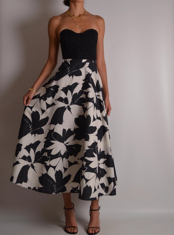Vintage Printed Silk Circle Skirt (30"W) - image 2