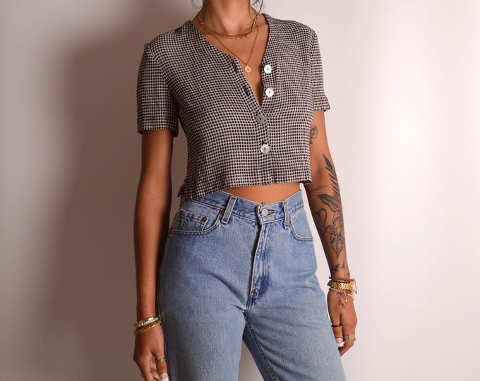Vintage Button Down Crop Top (S-M)