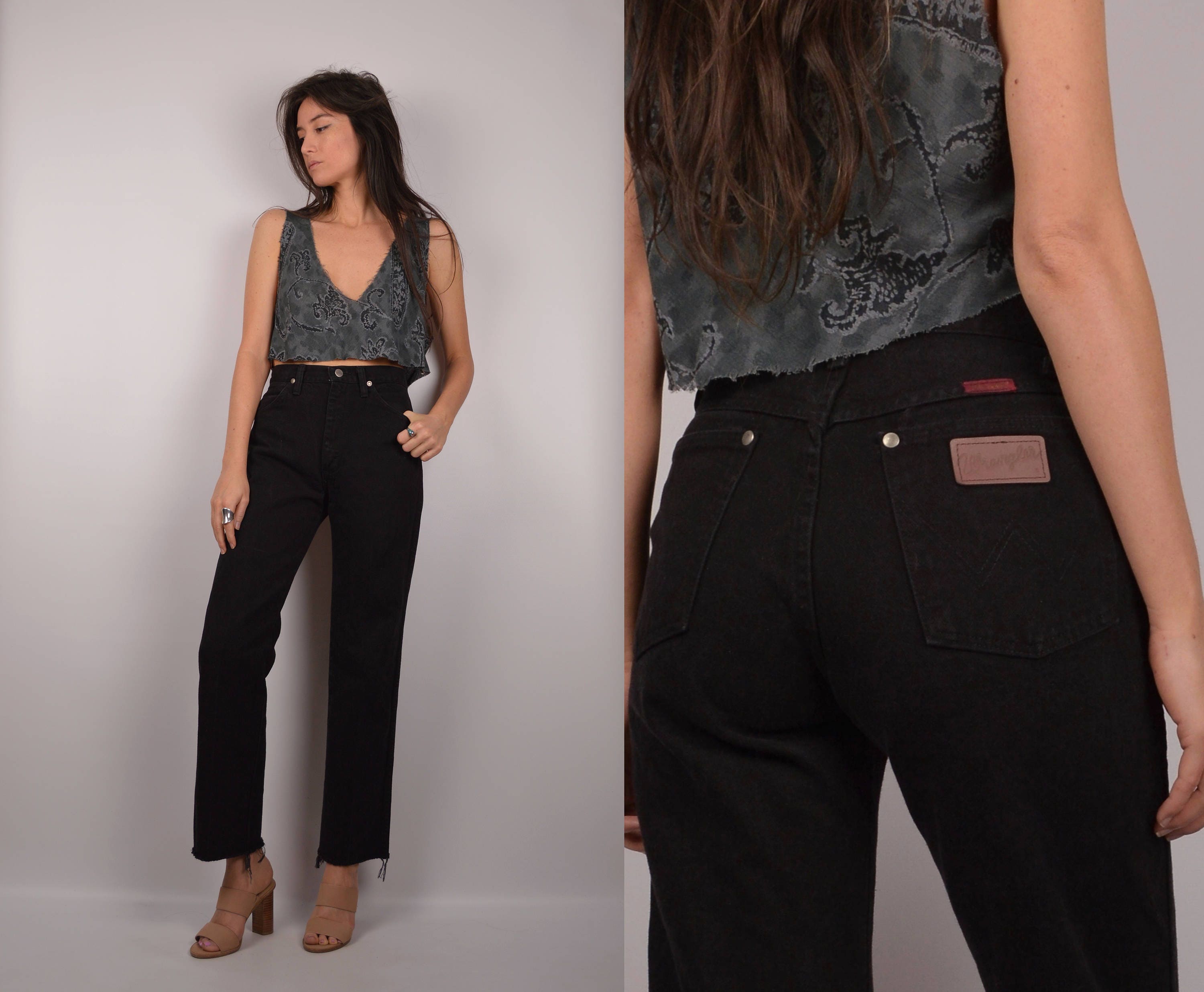 Vintage black wrangler jeans discount