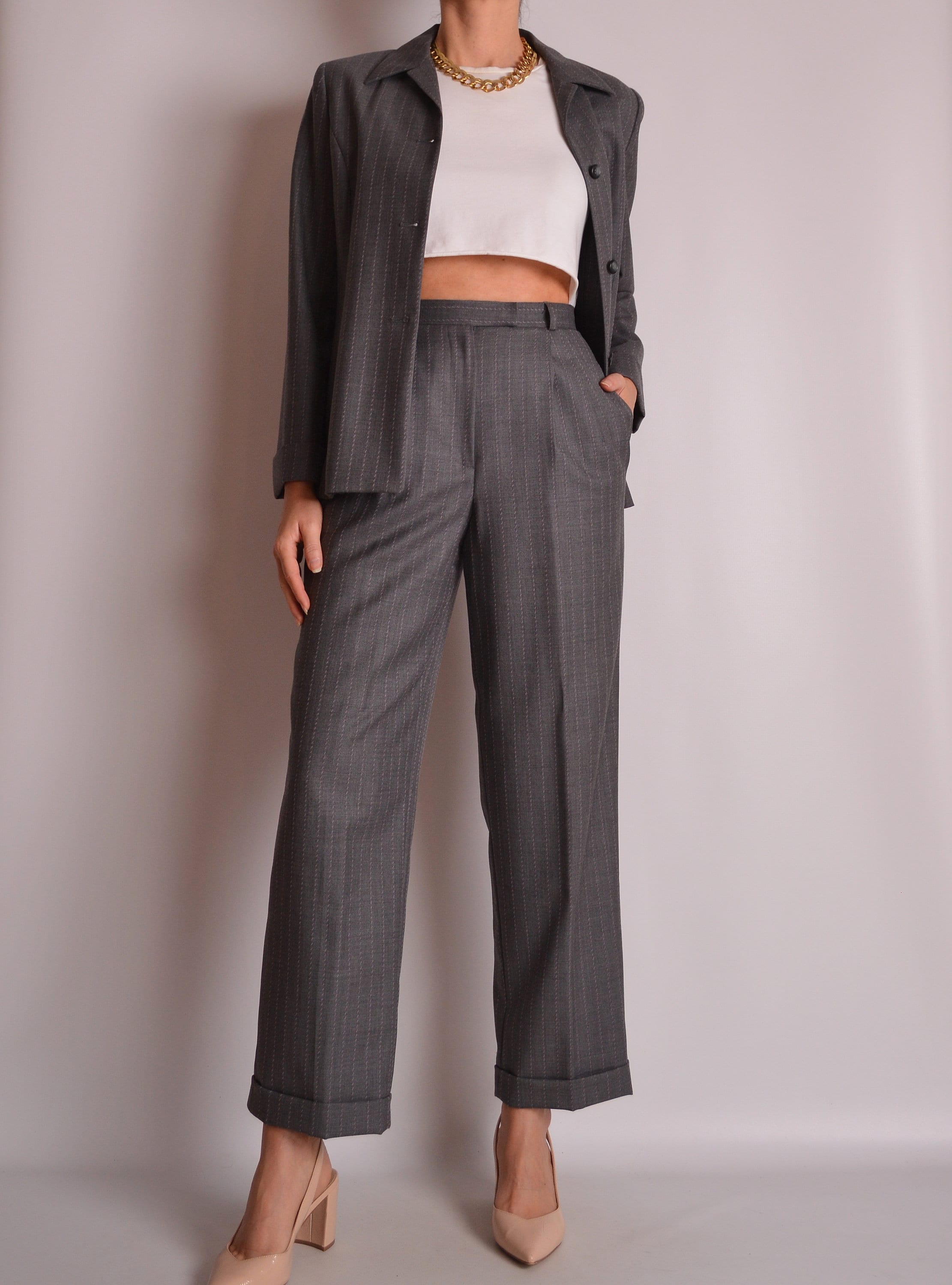 Vintage Gray Pinstripe Pantsuit S vintage-gray-pinstripe-pantsuit-s