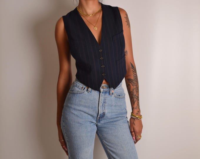 Vintage Pinstriped Vest Top (S-M)
