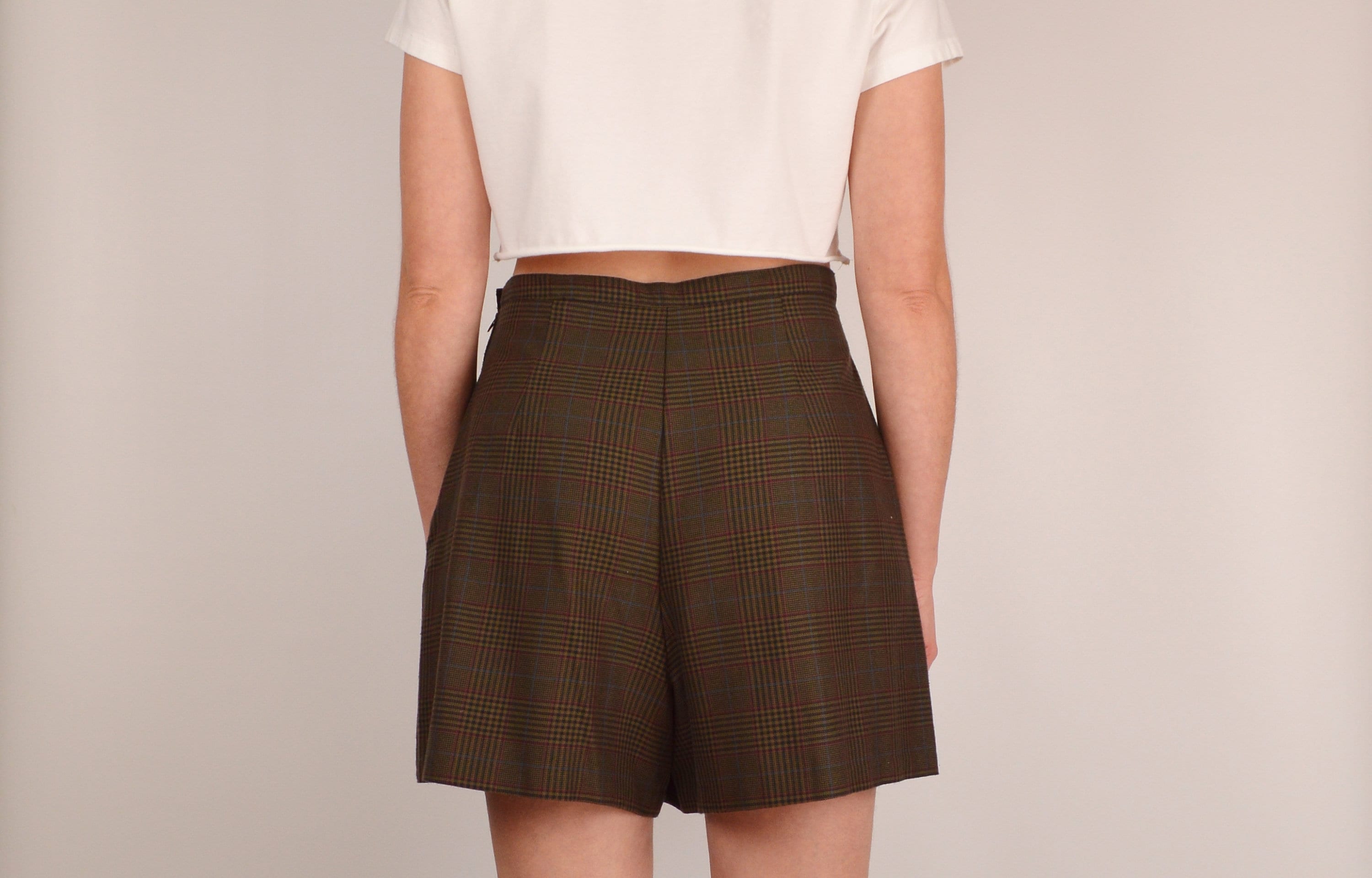 SHENHE Women's Plaid High-Waist Skort - Office Elegant Split Hem Button Shorts | Comfy Work Skirt & Shorts Combo