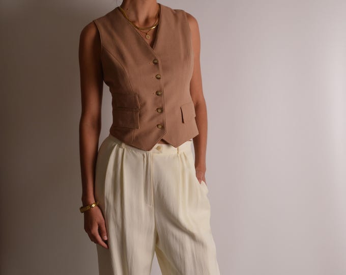 Vintage Camel Wool Vest Top (S)