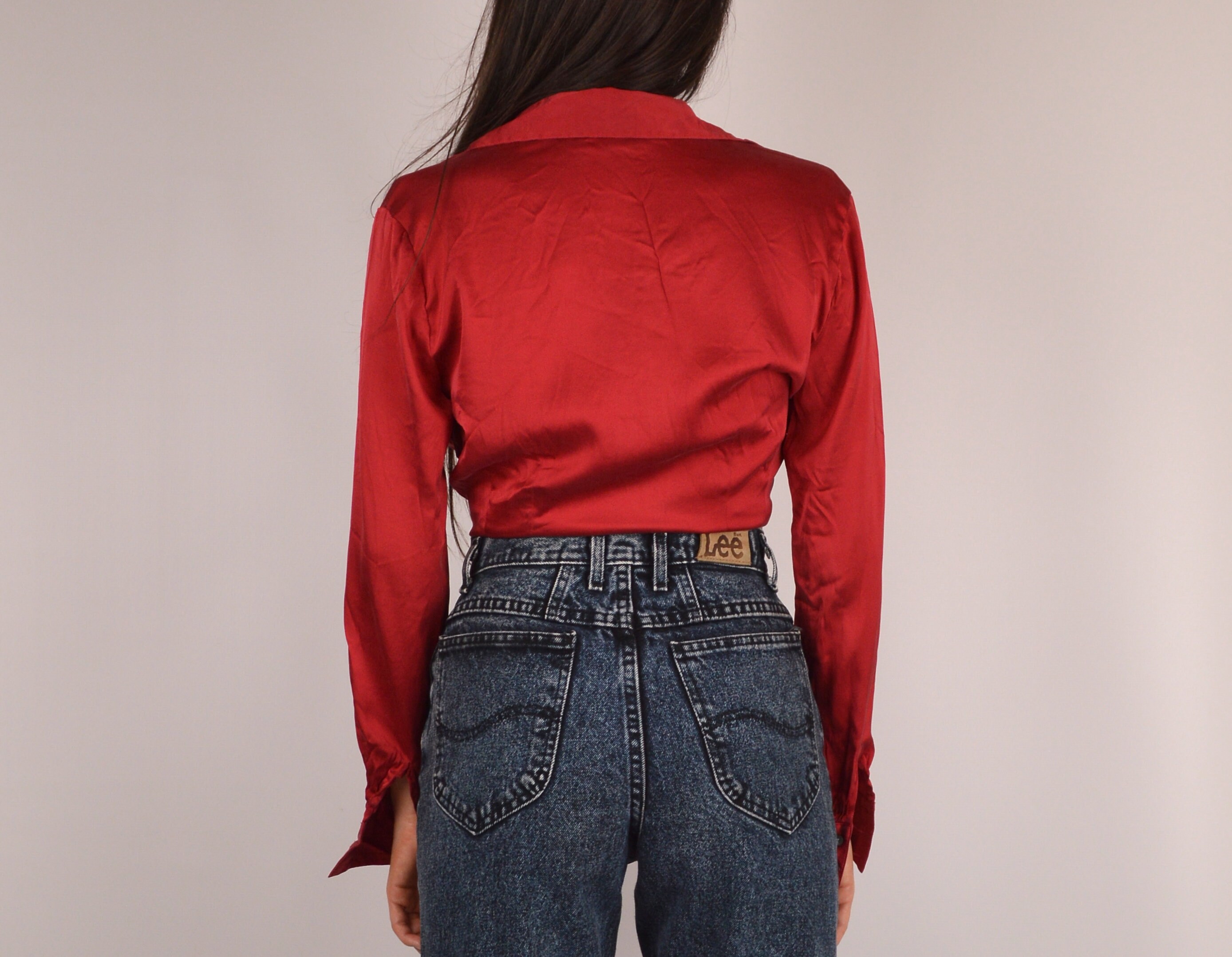 red button up shirt womens