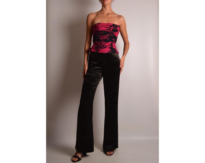 Vintage Black Velvet High Waist Pants (28"W)