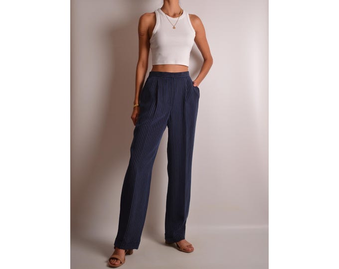 Vintage Ralph Lauren Pinstripe Silk Trousers (27"W)
