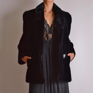 Vintage Faux Fur Black Coat (S-M)
