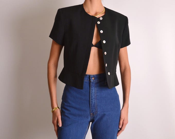 Vintage Black SILK Blouse (S)