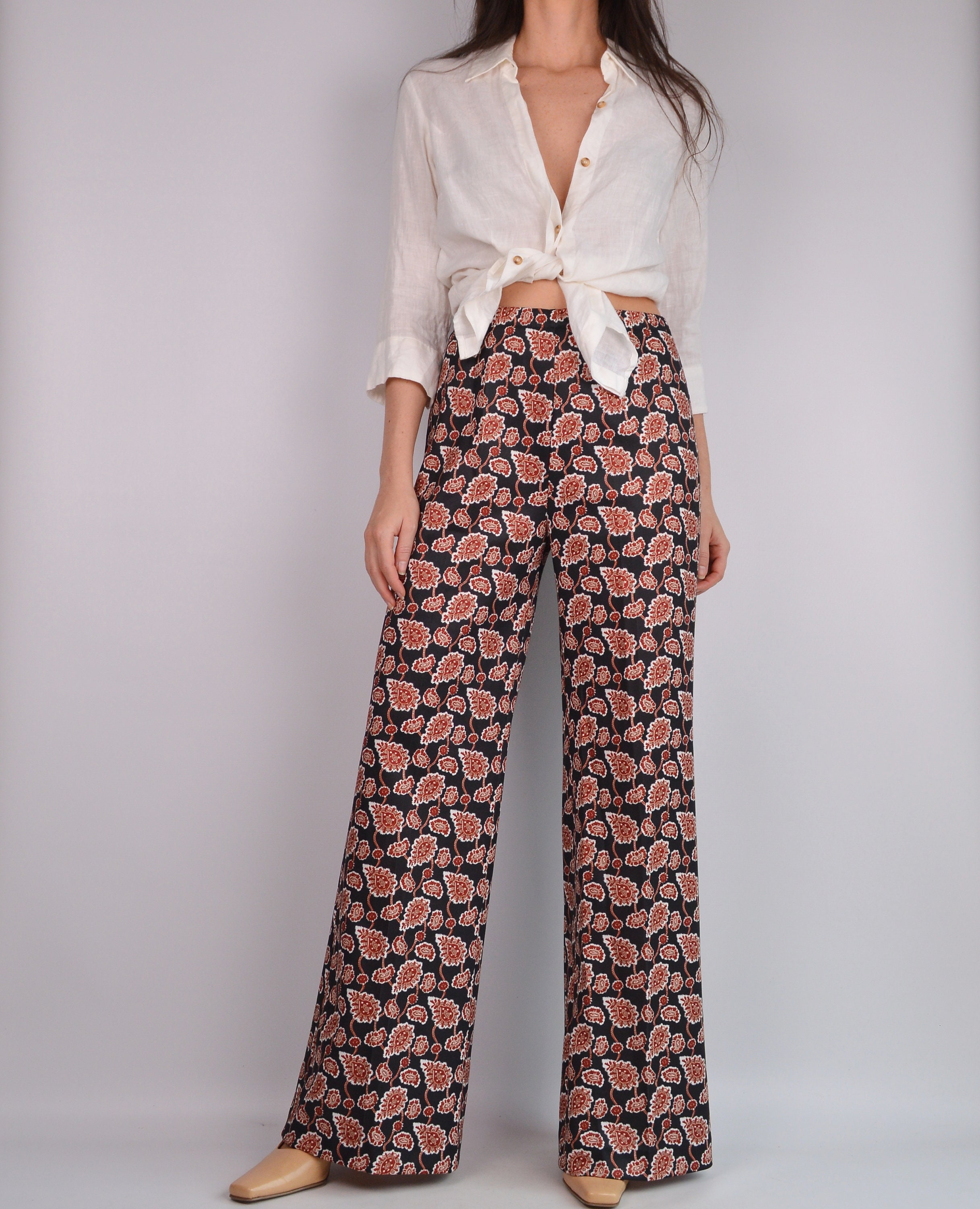 70's Printed Wide Leg Pant (S-M)