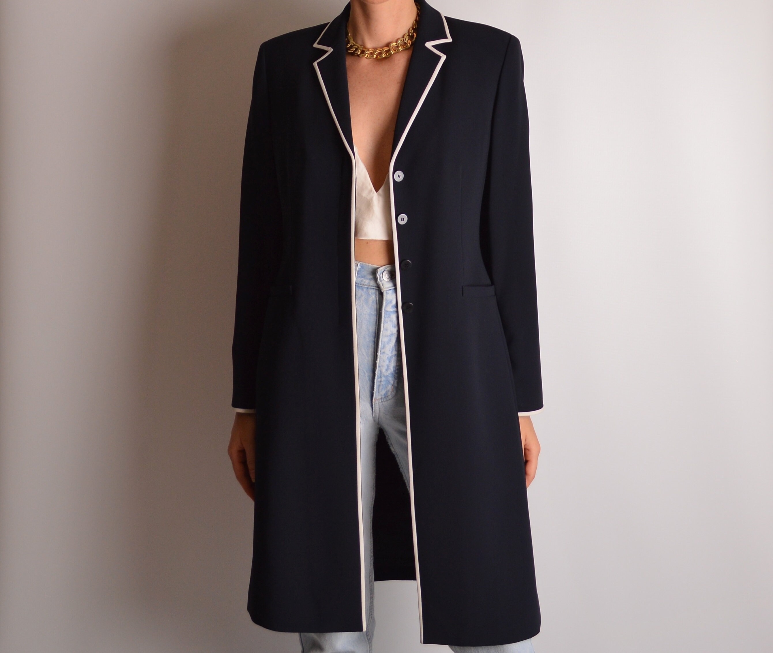 Vintage Black Long Blazer Jacket (S)