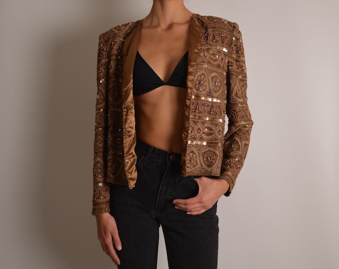 Vintage Beaded Silk Jacket (S-M)