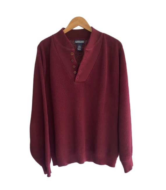 Burgundy Cotton Henley Sweater (M-XL) - image 6