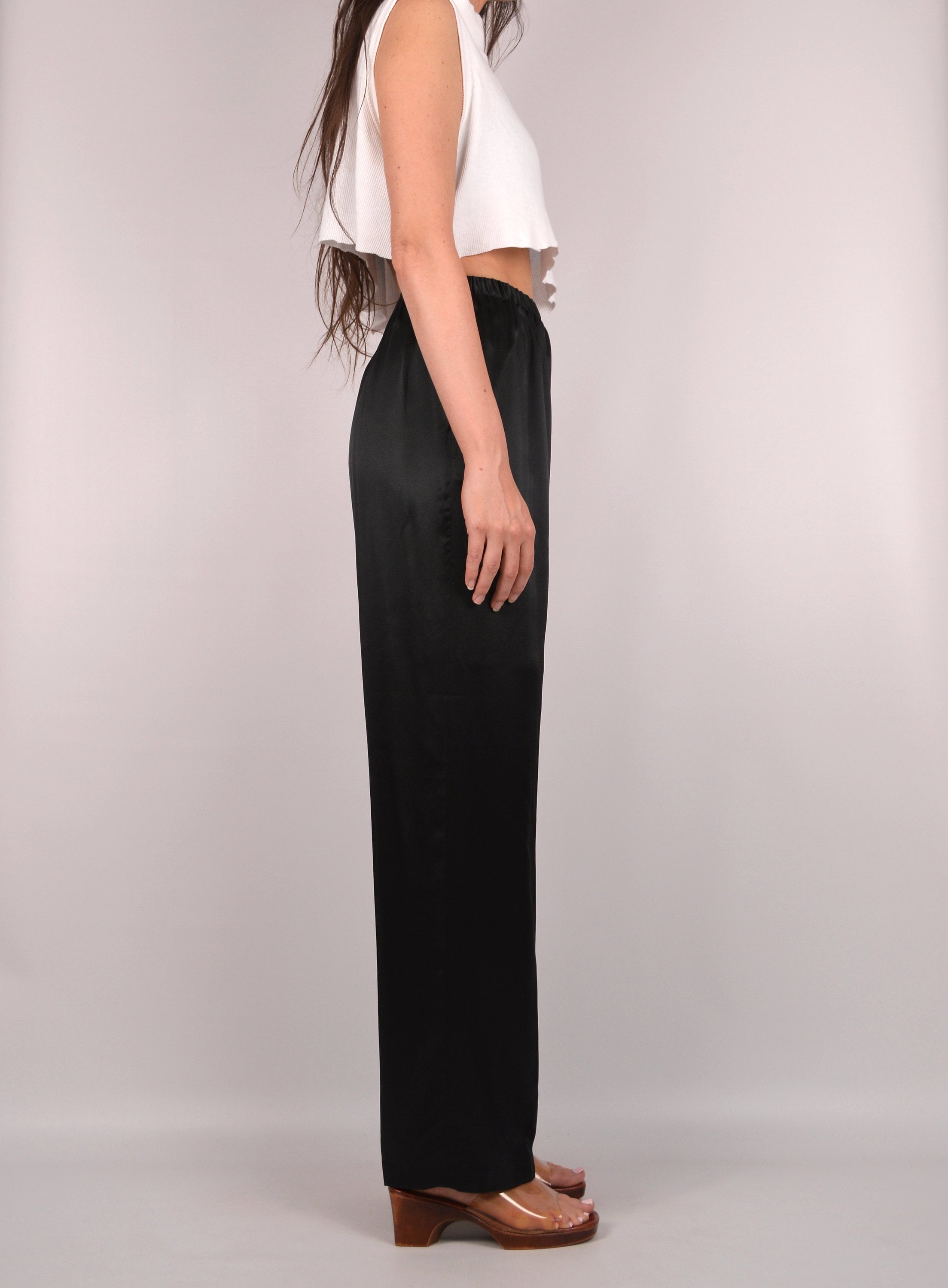 Black SILK Easy Pant / 2628 High Waist