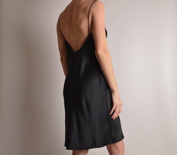 Vintage Black SILK Slip Dress (S) - image 4