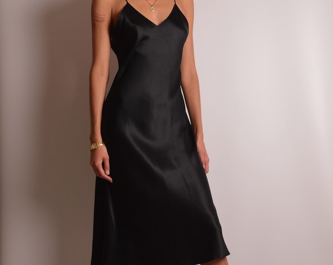 Vintage Backless SILK Slip Dress (M)