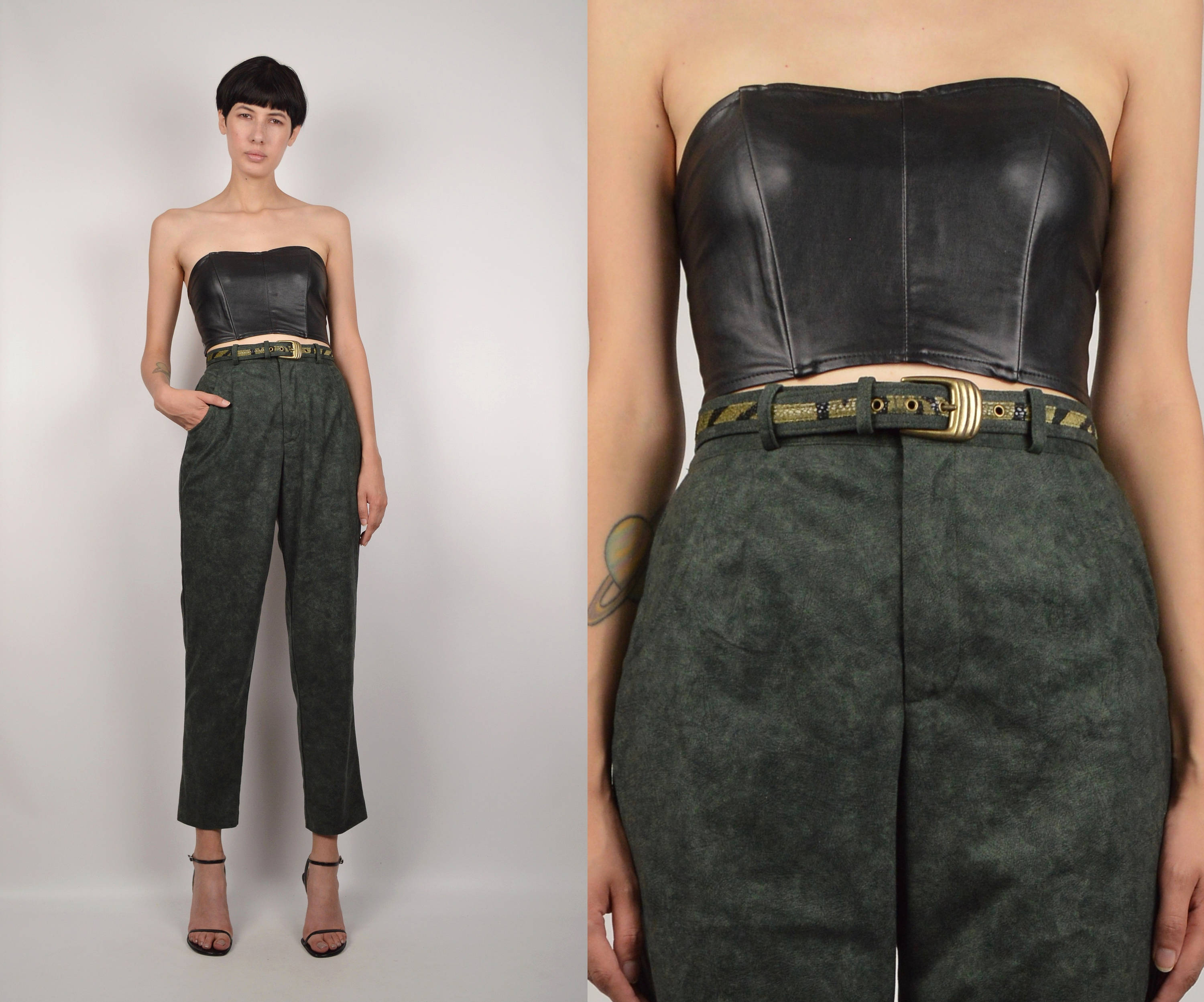 Palmier High Waist Trousers by Frnch - Green
