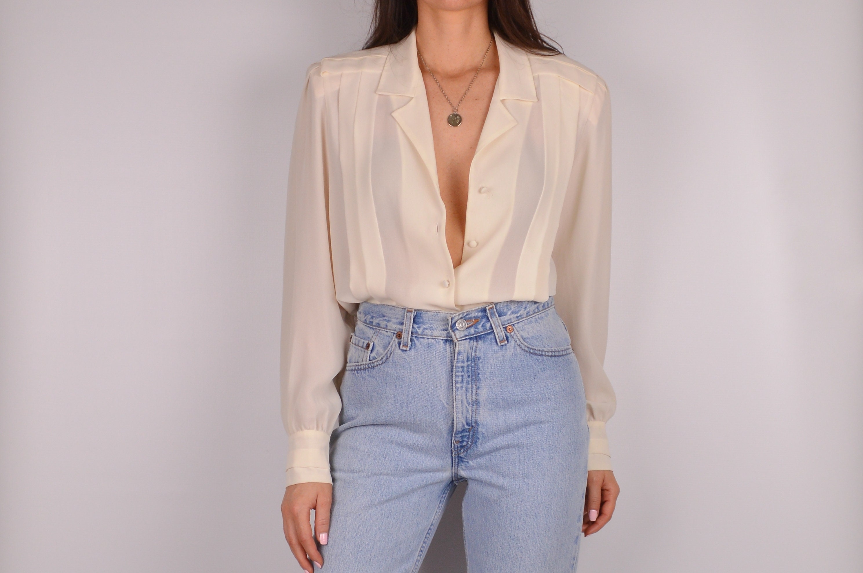 ivory chiffon blouse