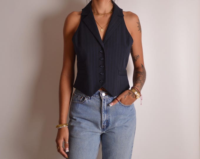 Y2K Vintage Pinstriped Vest Top (M)