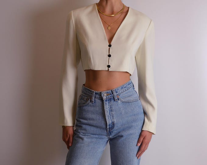 Vintage Cream Crop Blazer (S-M)