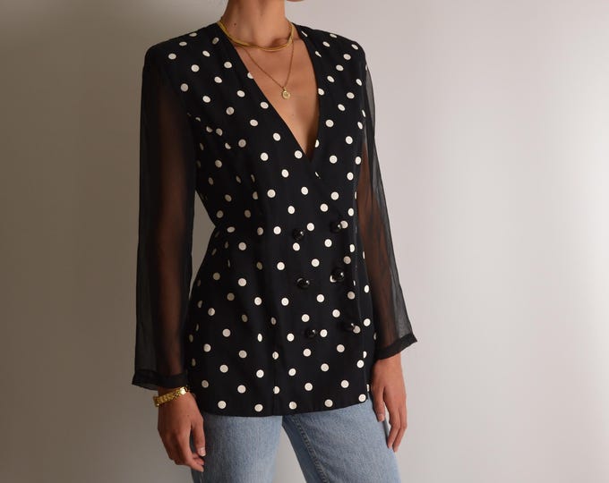 Vintage Dot Print Blazer (S-M)