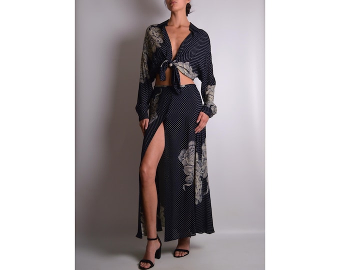 Vintage Silk Skirt Set (S-M)